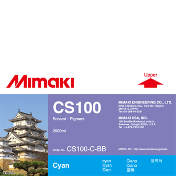 Mimaki CS100 Solvent ink bottle Cyan (2,000ml) Thumbnail