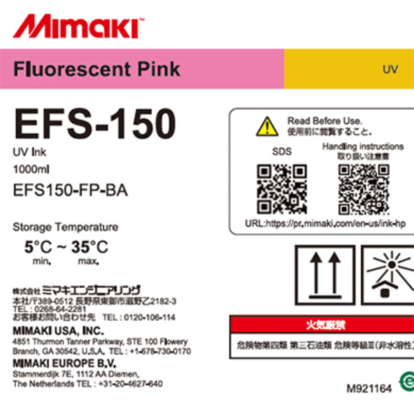 Mimaki EFS-150 UV INK 1L Bottle Fluorescent Pink (1,000ml) Thumbnail