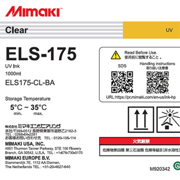 Mimaki ELS-175 UV INK 1L Bottle CL (1,000ml) Thumbnail