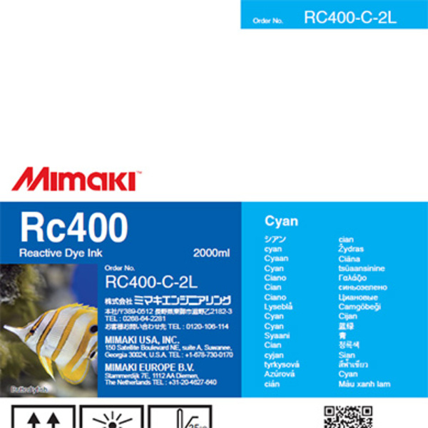 Mimaki RC400 Reactive dye ink pack Cyan (2,000ML) – TX300P Thumbnail