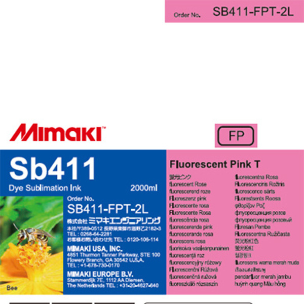 Mimaki Sb411 Dye sublimation ink pack Fluorescent Pink T (2,000ml) Thumbnail