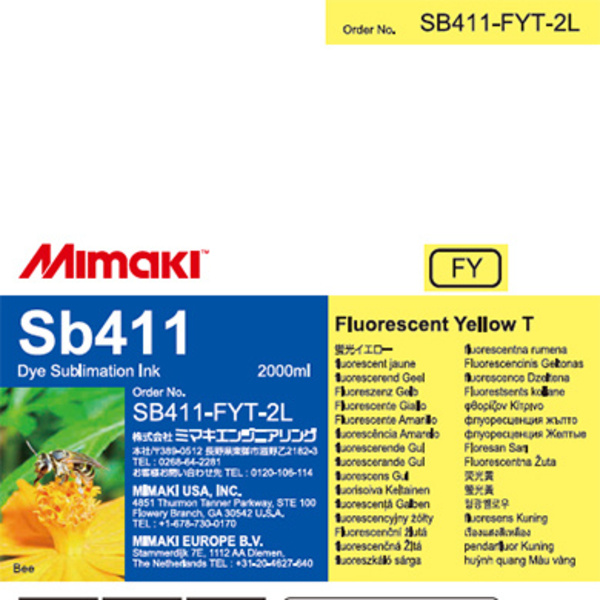 Mimaki Sb411 Dye sublimation ink pack Fluorescent Yellow T (2,000ml) Thumbnail