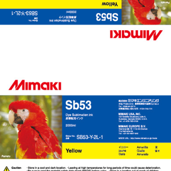 Mimaki SB53 Dye sublimation ink pack Yellow (2,000ML) – CJV150/CJV300/JV150 +7 Thumbnail