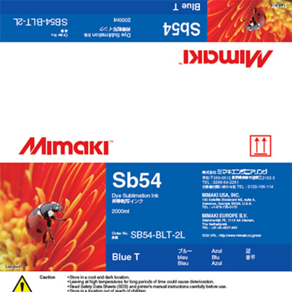 Mimaki SB54 Dye sublimation ink pack Blue T (2,000ML) – CJV150/CJV300/JV150 +8 Thumbnail