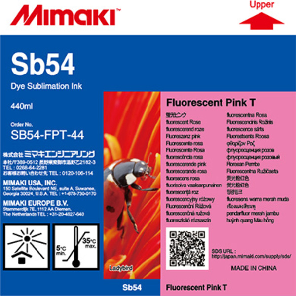Mimaki SB54 Dye sublimation ink cartridge Fluorecent Pink T (440ML) – TS30 Thumbnail