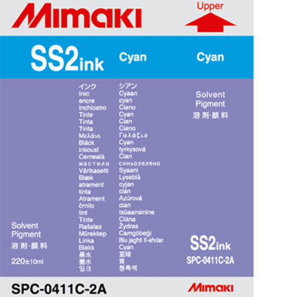 Mimaki SS2 Solvent ink cartridge Cyan (220ML) – GP604S/JV3 Thumbnail