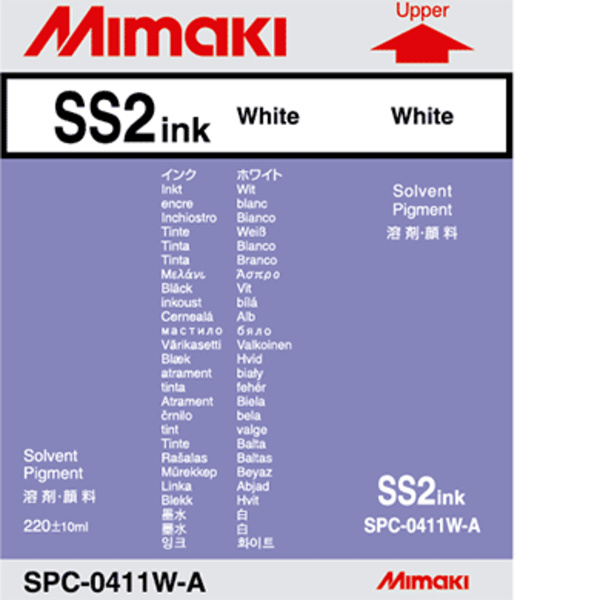 Mimaki SS2 Solvent ink cartridge White (220ML) – GP604S/JV3 Thumbnail