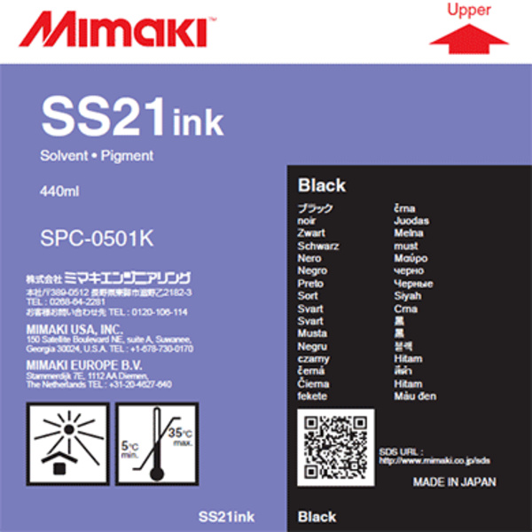 Mimaki SS21 Solvent ink cartridge Black (440ml) Thumbnail