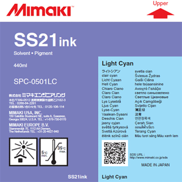Mimaki SS21 Solvent ink cartridge Light Cyan (440ml) Thumbnail