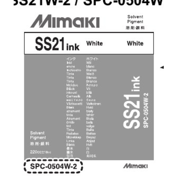 Mimaki SS21 Solvent ink cartridge White (220ML) – CJV150/CJV30/CJV300 +5 Thumbnail