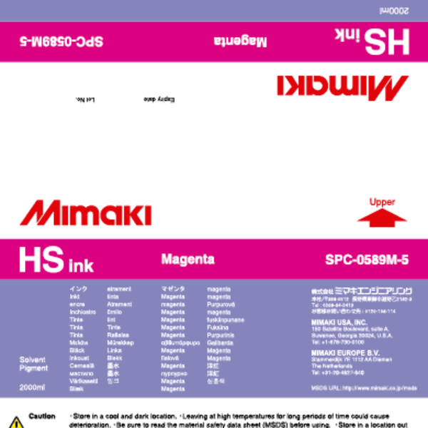 Mimaki Hs Solvent ink pack Magenta (2,000ML) – JV5 Thumbnail
