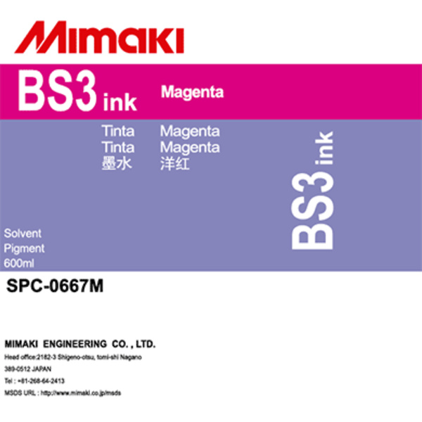 Mimaki BS3 Solvent ink pack Magenta (600ML) – CJV150/CJV30/CJV300 +3 Thumbnail