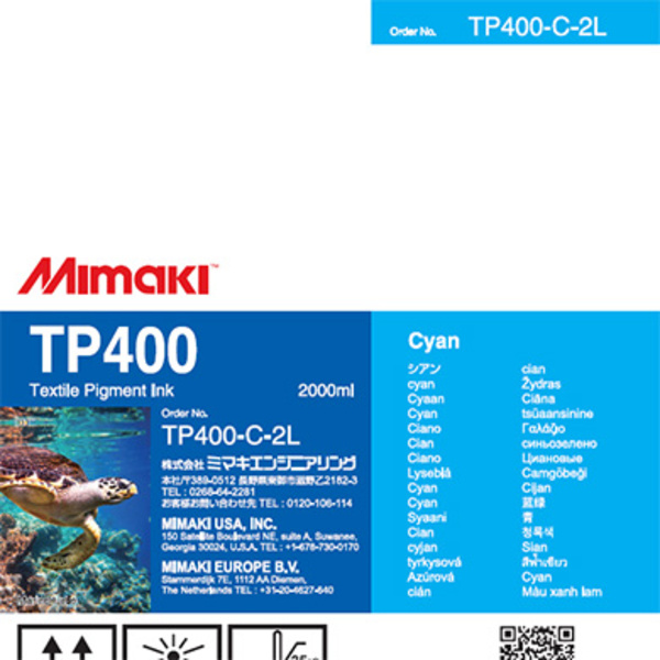 Mimaki TP400 Textile pigment ink pack Cyan (2,000ML) – TX300P Thumbnail